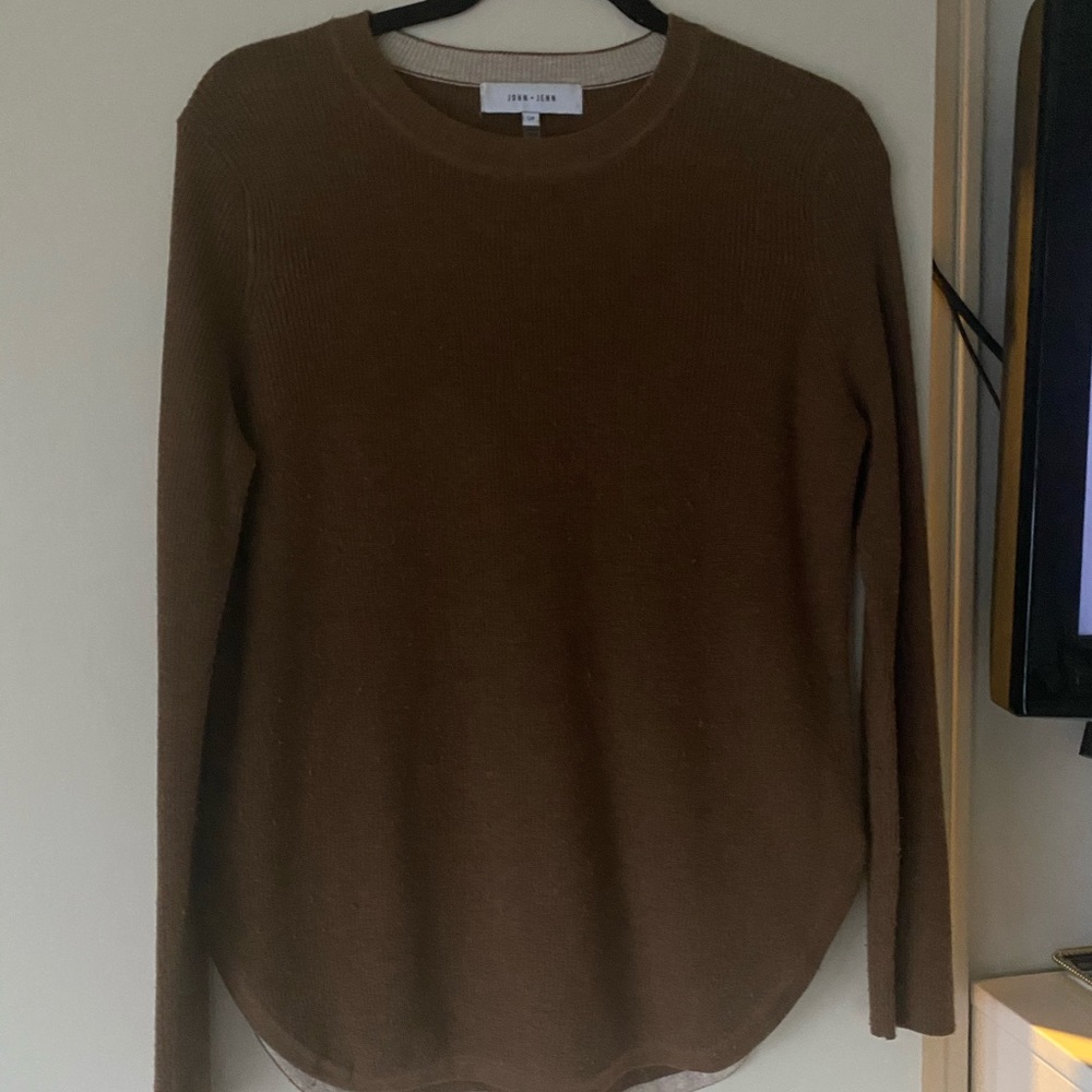 John and jenn ribbed sweater, pretty cognac color
